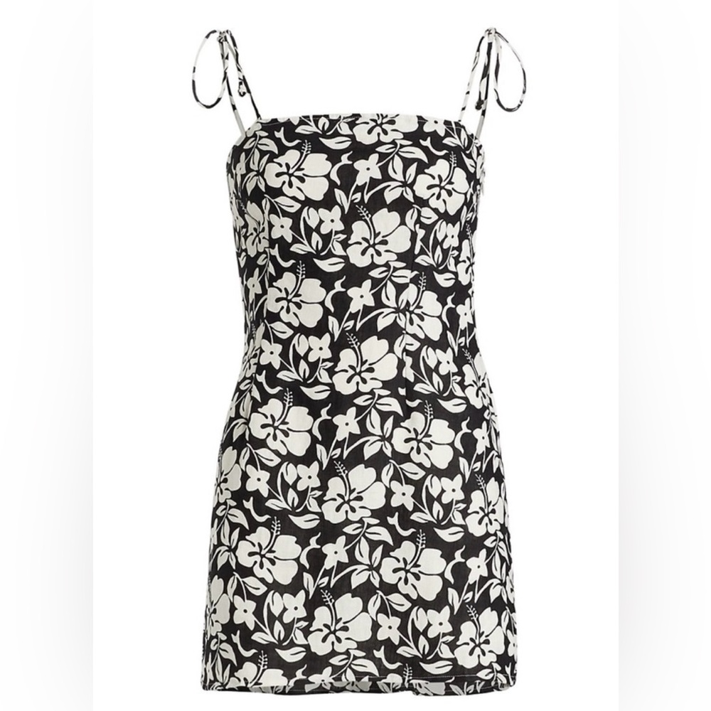 Faithfull the Brand Black and White Floral Mini Dress